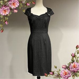 Tahari shimmery charcoal fitted knee length business dress size 2
